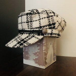 Grid Black & White, Baker Boy Cap, NEW
